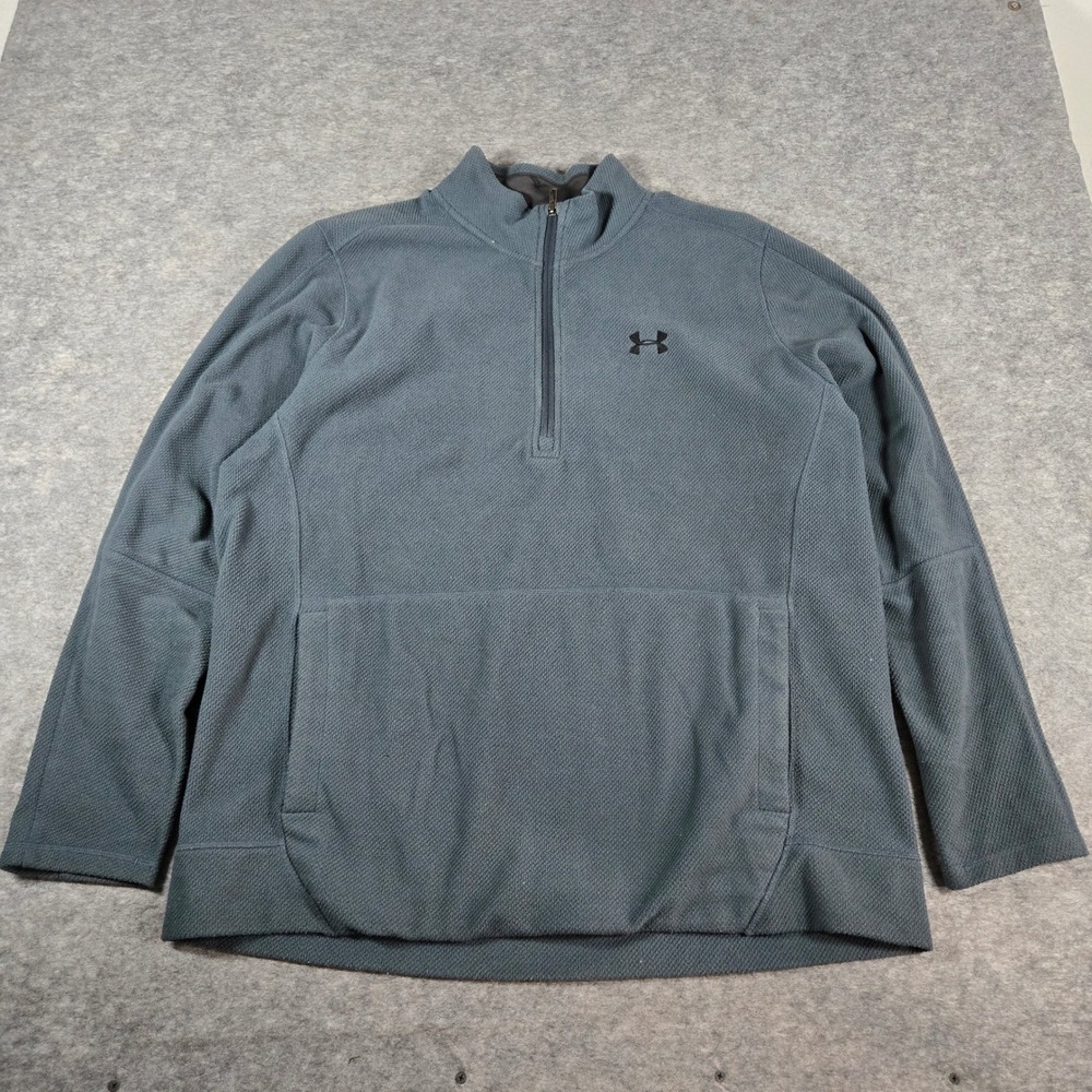 Under Armour Mens Gray ColdGear Waffle Fleece 1/4 Zip Pullover 2XL